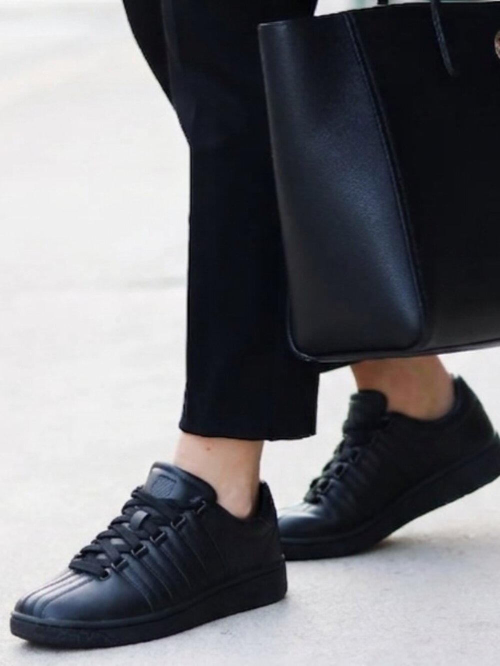 K-Swiss Women’s Black Sneakers Size 7 | Classic Leather Lace-Up Shoes NWOB